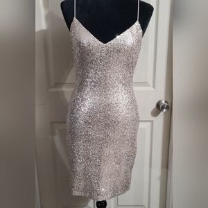 Juniors' B Darlin Champane Sequined Bodycon Dress Sz 9/10 Cocktail Party